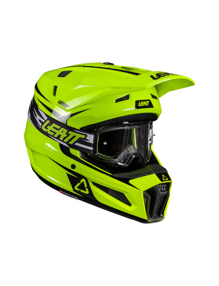 CASCO MOTO BIMBO LEATT 3.5 + MASCHERA LEATT GIALLO FLUO
